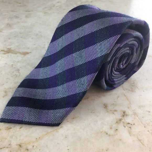 1901 Silk / Wool Blue Purple Regiment Tie - Picture 8 of 10
